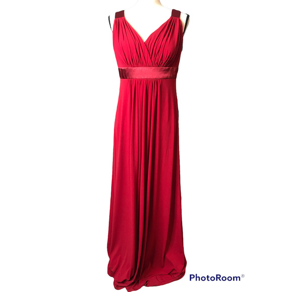David's Bridal Red Maxi Dress, Size 10 - Picture 1 of 5
